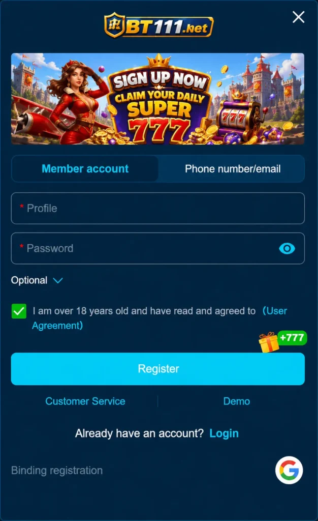 BT111 Game login